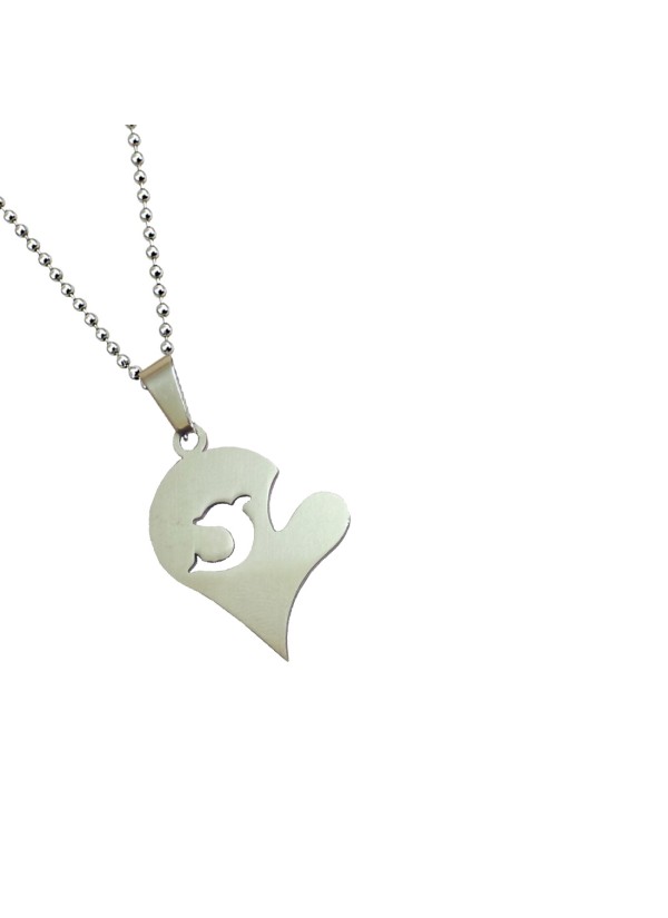 Two Pieces Couple Heart Shape Necklace by Menjewell 